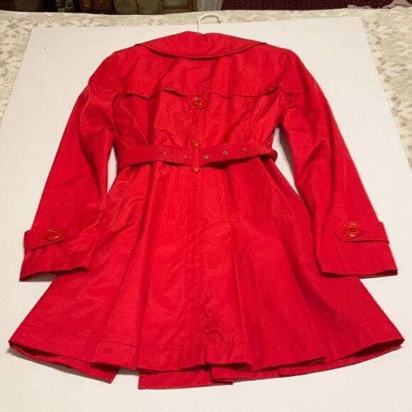 Kenneth Cole New York Short Red Trench, Small. Gold hardware. Elegant preppy - Picture 7 of 12